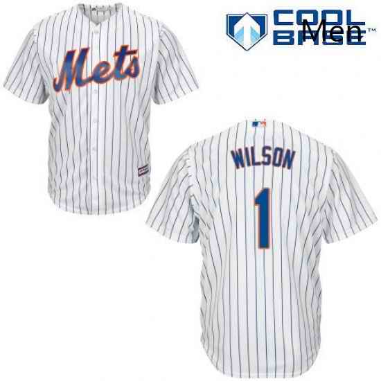 Mens Majestic New York Mets 1 Mookie Wilson Replica White Home Cool Base MLB Jersey